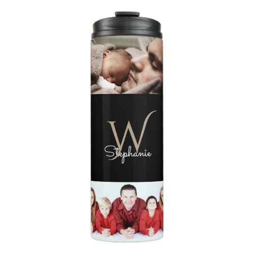 Monogrammed 10 Photo Collage Black Thermal Tumbler