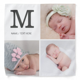 Monogrammed 3 Custom Photo Collage Personalized Bandana