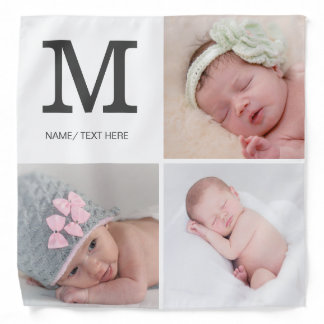 Monogrammed 3 Custom Photo Collage Personalized Bandana