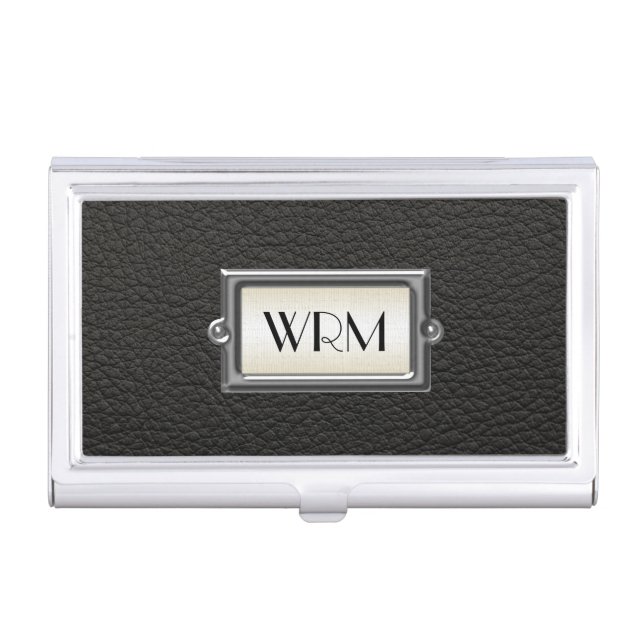 Monogrammed 3-Letter Executive Men's Personalized Business Card Holder (Front)