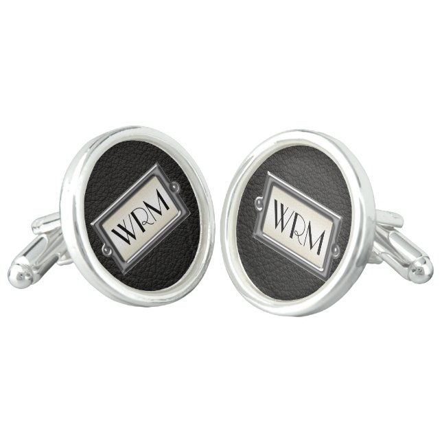 Monogrammed 3-Letter Executive Men's Personalized Cufflinks (Angled)