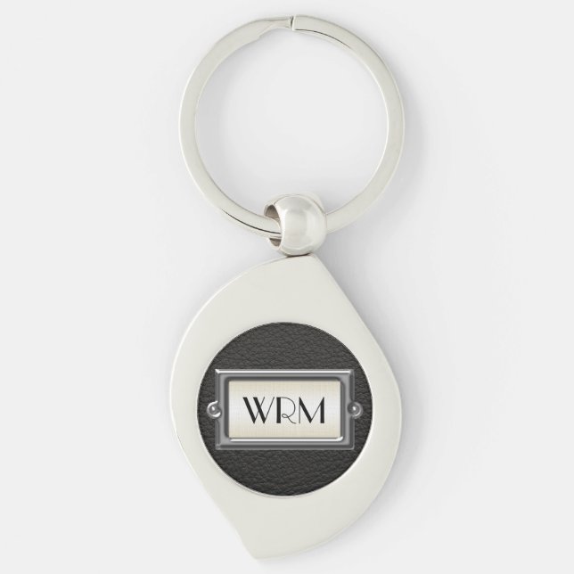 Monogrammed 3-Letter Executive Men's Personalized Keychain (Front)