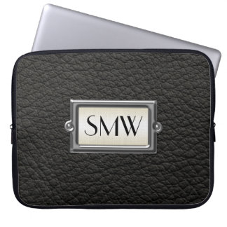 Monogrammed 3-Letter Executive Men's Personalized Laptop Sleeve