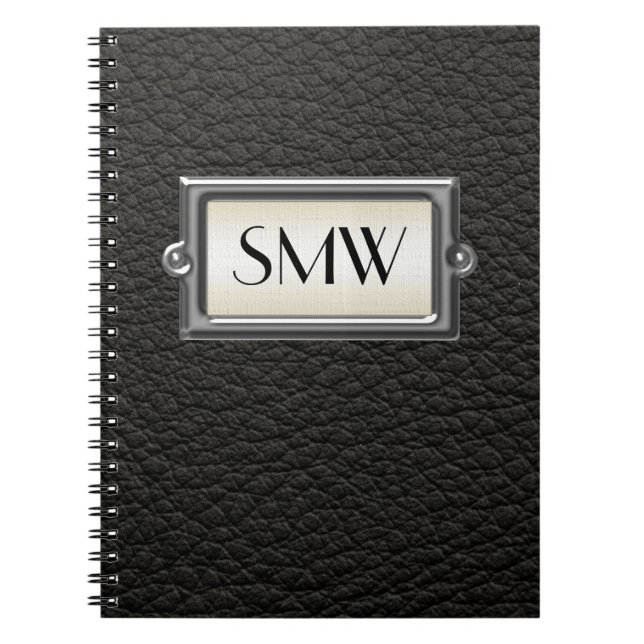 Monogrammed 3-Letter Executive Men's Personalized Notebook (Front)