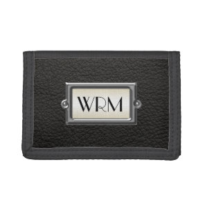 Monogrammed 3-Letter Executive Men's Personalized Tri-fold Wallet