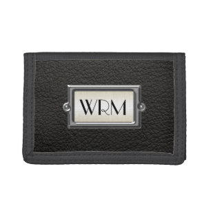 Monogrammed 3-Letter Executive Men's Personalized Tri-fold Wallet