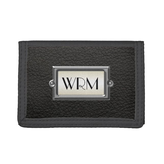 Monogrammed 3-Letter Executive Men's Personalized Trifold Wallet (Front)