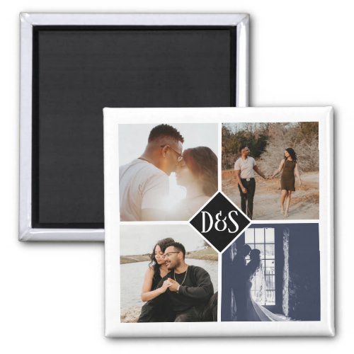 Monogrammed 4 Photo Custom Collage Personalized Magnet