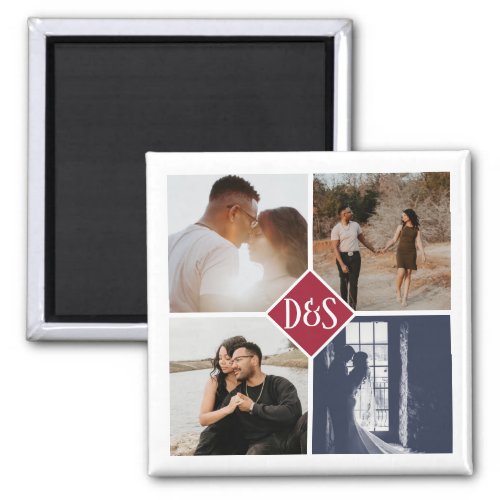 Monogrammed 4 Photo Custom Collage Personalized Magnet