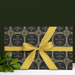 Monogrammed 50th Wedding Anniversary Art Deco Wrapping Paper<br><div class="desc">Add a grand style and appearance with this elegant,  art deco,  gilded,  vintage look in gold frame on black tiled pattern for a 50th golden wedding anniversary party.  Templates provided for monogramming.</div>