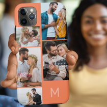 Monogrammed 5 Photo Collage Orange iPhone 11 Pro Max Case