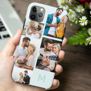 Monogrammed 5 Photo Collage Seafoam iPhone 11 Pro Max Case