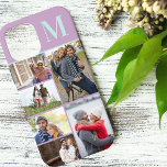 Monogrammed 6 Photo Collage Lilac Mint iPhone 12 Pro Max Case<br><div class="desc">Monogrammed photo collage iPhone case which you can personalize with 6 of your favorite photos and your initial. The template is set up ready for you to add your photos, working top to bottom on the left side, then top to bottom on the right side. The design has a lilac...</div>