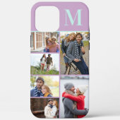 Monogrammed 6 Photo Collage Lilac Mint Case-Mate iPhone Case (Back)