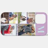 Monogrammed 6 Photo Collage Lilac Mint Case-Mate iPhone Case (Back (Horizontal))