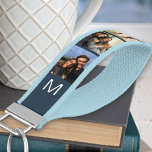 Monogrammed 6 Photo Strip Collage Blue Wrist Keychain<br><div class="desc">Create your own monogrammed wrist keychain, personalized with 6 of your favorite photos. This design has a blue background with white initials. The template is set up for you to create your own simple photo strip style photo collage. Family photographs, pet pictures, selfies, instagram pics or wedding portraits will all...</div>
