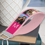 Monogrammed 6 Photo Strip Collage Bright Pink Wrist Keychain<br><div class="desc">Create your own monogrammed wrist keychain, personalized with 6 of your favorite photos. This design has a bright pink background with white initials. The template is set up for you to create your own simple photo strip style photo collage. Family photographs, pet pictures, selfies, instagram pics or wedding portraits will...</div>