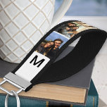 Monogrammed 6 Photo Strip Collage White Wrist Keychain<br><div class="desc">Create your own monogrammed wrist keychain, personalized with 6 of your favorite photos. This design has a white background with black initials. The template is set up for you to create your own simple photo strip style photo collage. Family photographs, pet pictures, selfies, instagram pics or wedding portraits will all...</div>