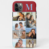Monogrammed 7 Photo Collage on Red Case-Mate iPhone Case (Back)