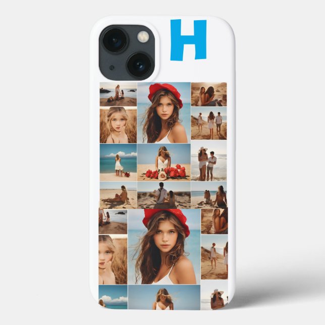 Monogrammed 7 Photo Collage,Personalized Elegant  Case-Mate iPhone Case (Back)