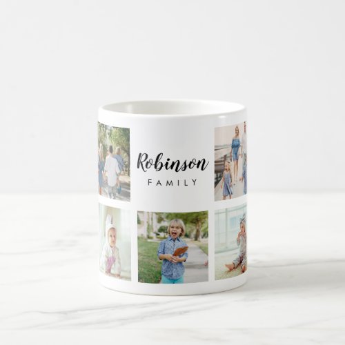 Monogrammed 9 Family Photo Collage Coffee Mug