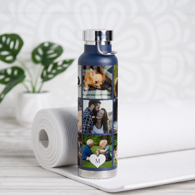 Monogrammed 9 photos personalized water bottle (Yoga)