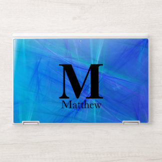 Monogrammed Abstract Blue Fractal HP Laptop Skin