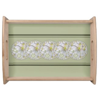 Monogrammed Abstract Daisy Flower Art, Grey Green