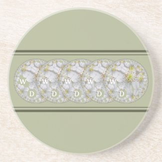 Monogrammed Abstract Daisy Flower Yellow Grey