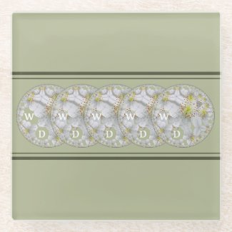 Monogrammed Abstract Daisy Flower Yellow Grey