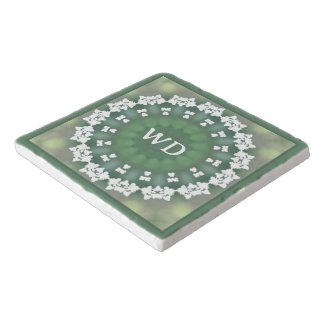 Monogrammed Abstract Floral Elegant Spring Green
