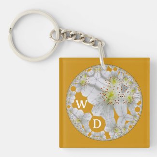 Monogrammed Abstract Fun Floral Art Dark Gold