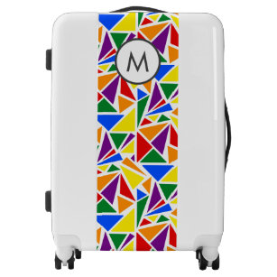 Monogrammed Abstract LGBTQ Rainbow Pride Colors  Luggage