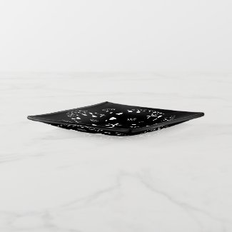 Monogrammed Abstract Modern Flower Black and White