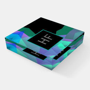 Monogrammed Abstract Purple & Green Paperweight