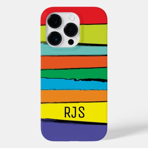 Monogrammed Abstract Rainbow Case_Mate iPhone 14 Pro Case