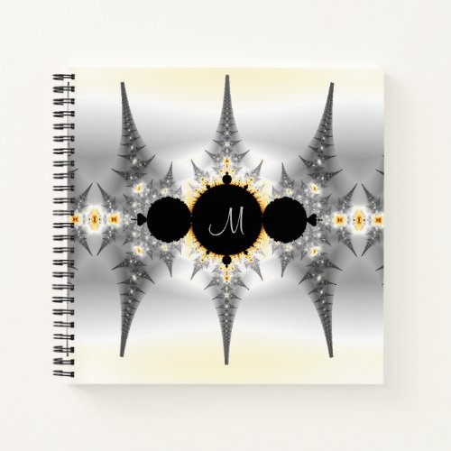 Monogrammed Abstract Silver Fractal Notebook