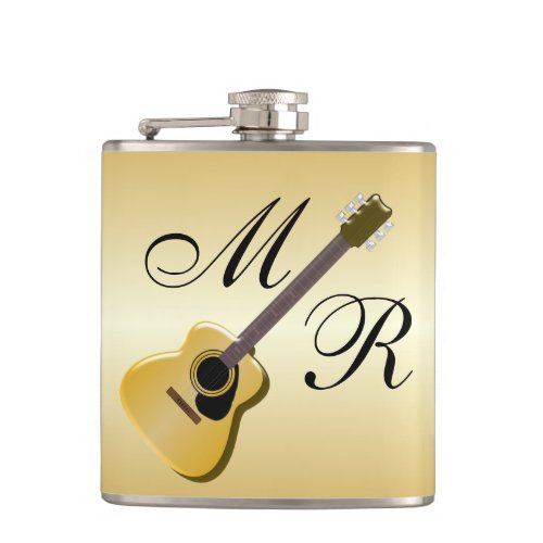 Monogrammed Acoustic Guitar Flask