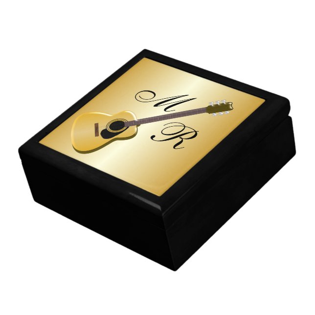 Monogrammed Acoustic Guitar Keepsake Box (Side)