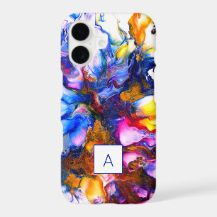 Monogrammed Agate Fluid Art Personalized iPhone 17 Case
