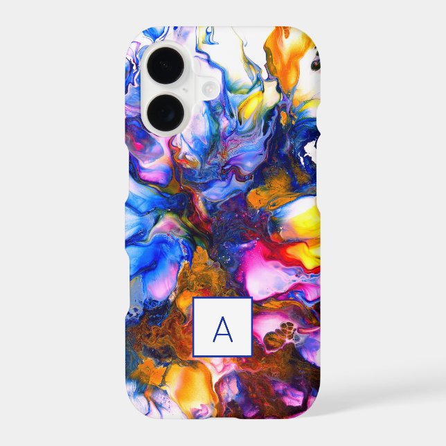 Monogrammed Agate Fluid Art Personalized Case-Mate iPhone Case (Back)