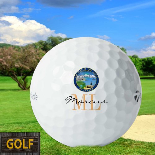 Monogrammed Alaska Flag  Alaska USA Golf Balls