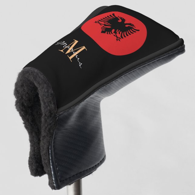 Monogrammed & Albania Flag Golf Clubs Covers  (3/4 Front)