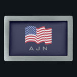 Monogrammed American Flag Belt Buckle<br><div class="desc">The design is from original art.</div>