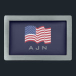 Monogrammed American Flag Belt Buckle<br><div class="desc">The design is from original art.</div>