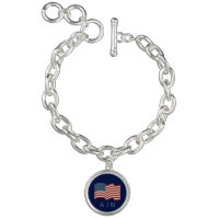 Monogrammed American Flag Charm Bracelet 