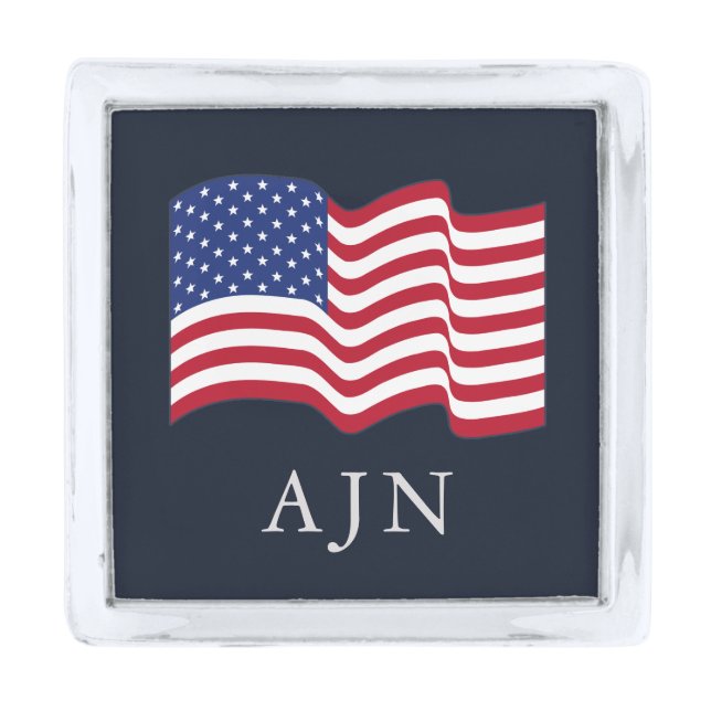 Monogrammed American Flag Lapel Pin (Front)