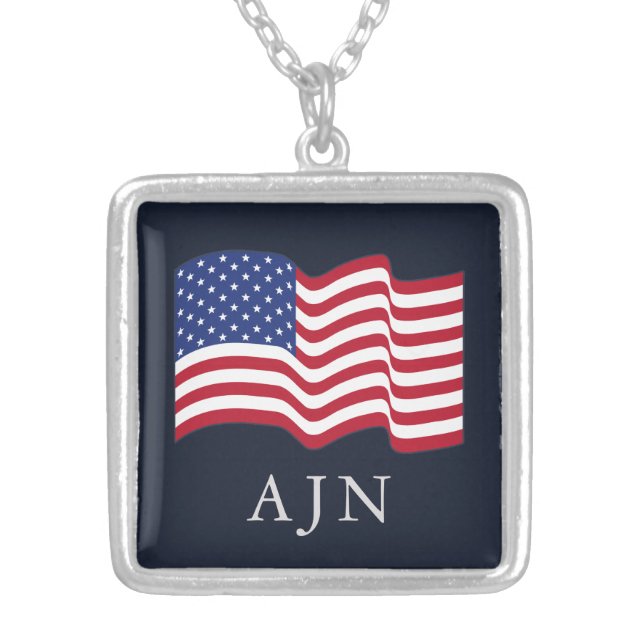Monogrammed American Flag Necklace  (Front)