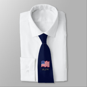 Monogrammed American Flag Tie