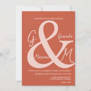 Monogrammed Ampersand Terracotta Brown Wedding  Invitation